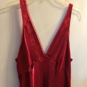 Red Satin long slip nightgown